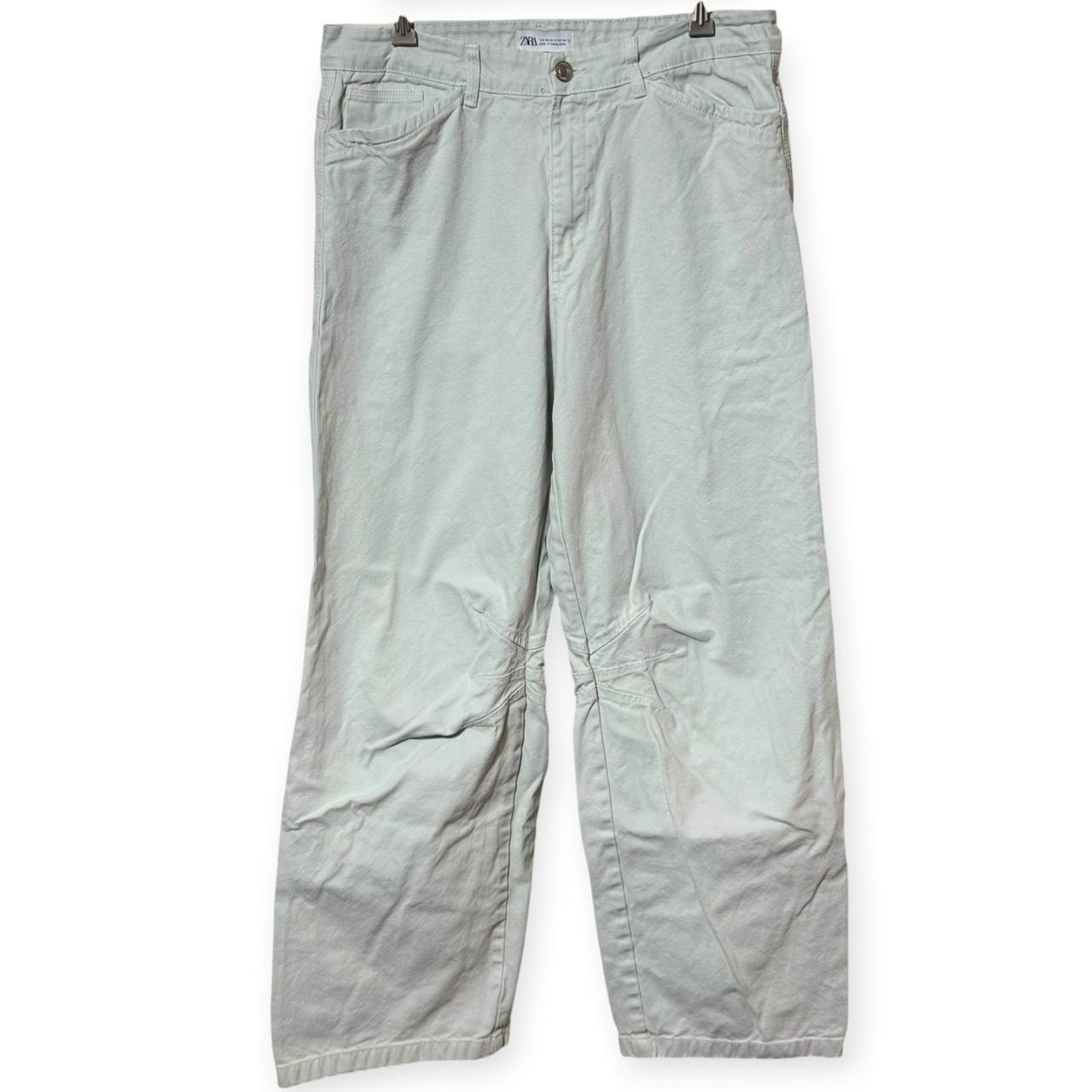 Zara Light Baby Blue Wide-Leg Pants Size 8 Gorpcore Utility Skate Workwear Jeans